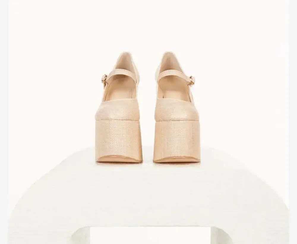 Cult Gaia Angelou Mary Jane Platform Pump natural color Nude brand new size 5 - Picture 4 of 12